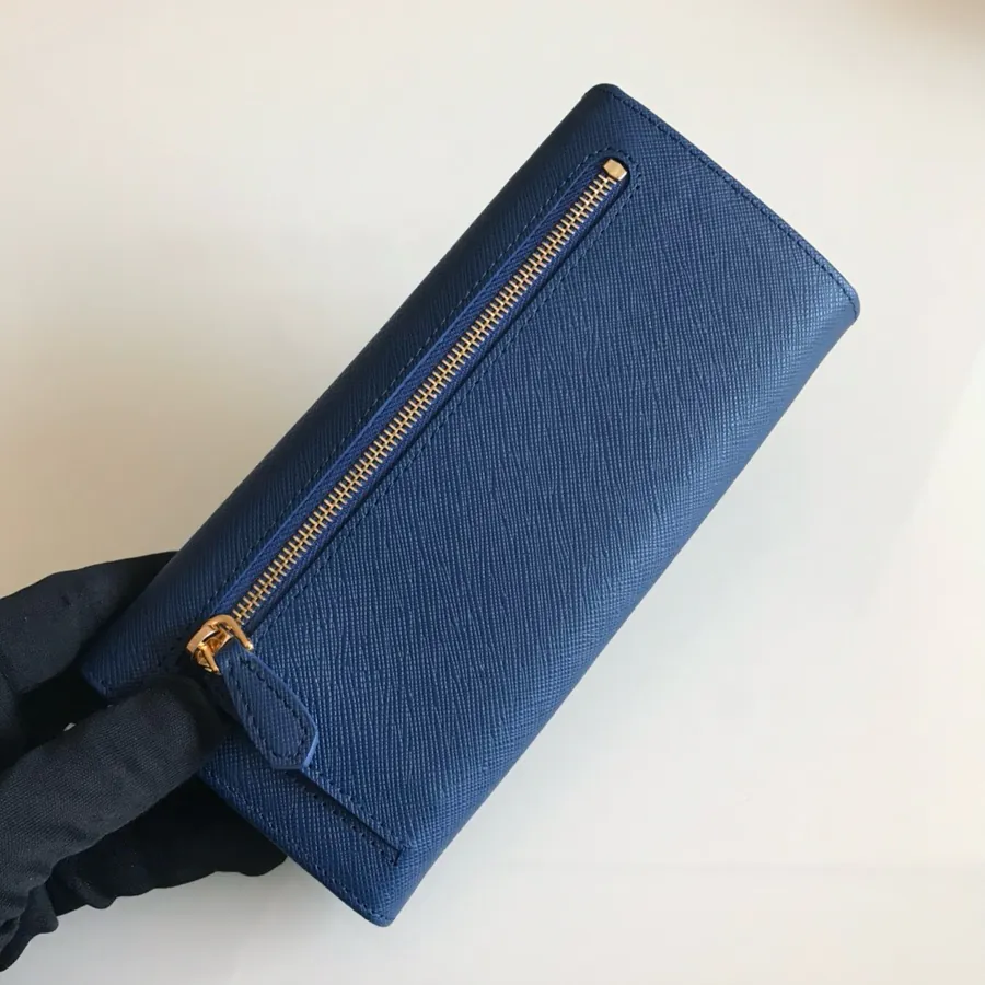 P House Ladies Wallet, 1MH132, Blue, Grained Calfskin