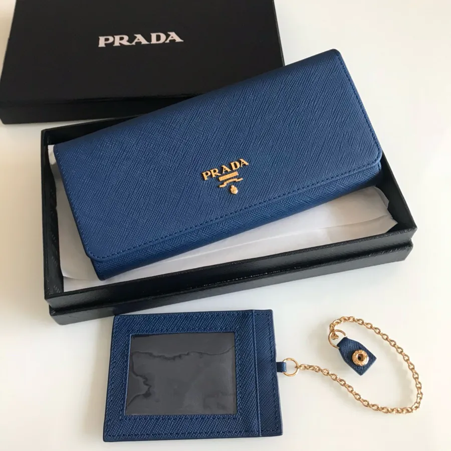 P House Ladies Wallet, 1MH132, Blue, Grained Calfskin