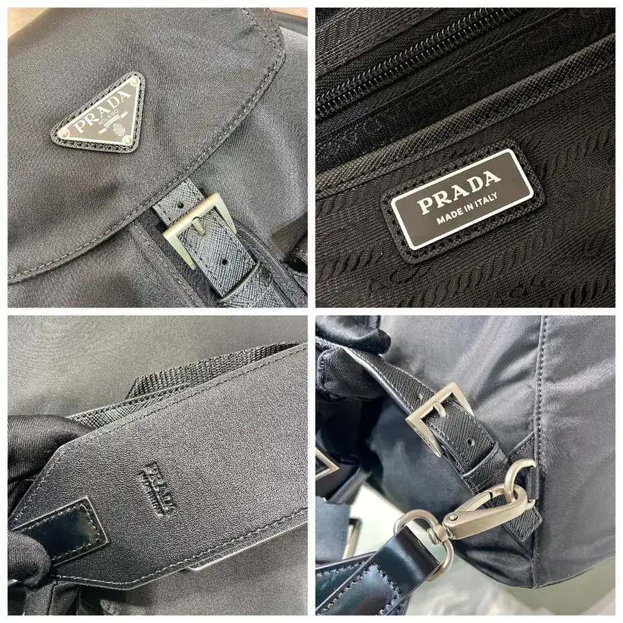 Re Nylon Double Shoulder Bag with Detachable Shine Strap