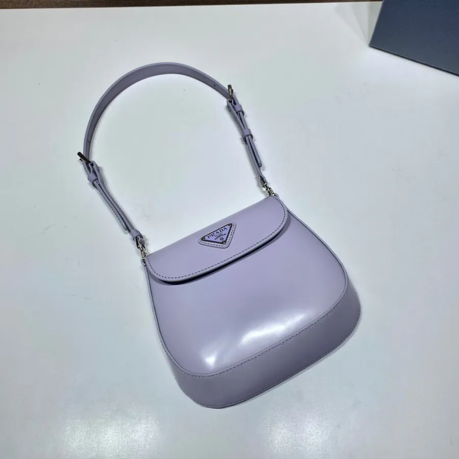 Cleo Series Mini Crossbody Bag with Grained Calfskin and Purple Color