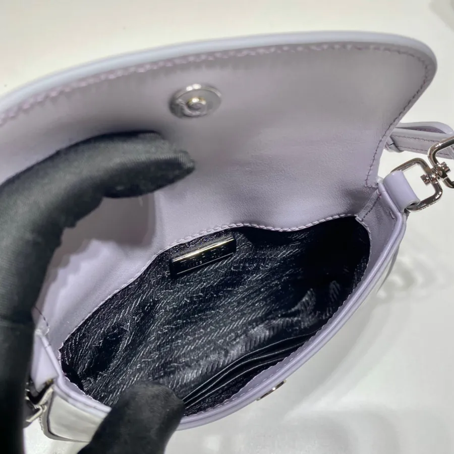Cleo Series Mini Crossbody Bag with Grained Calfskin and Purple Color