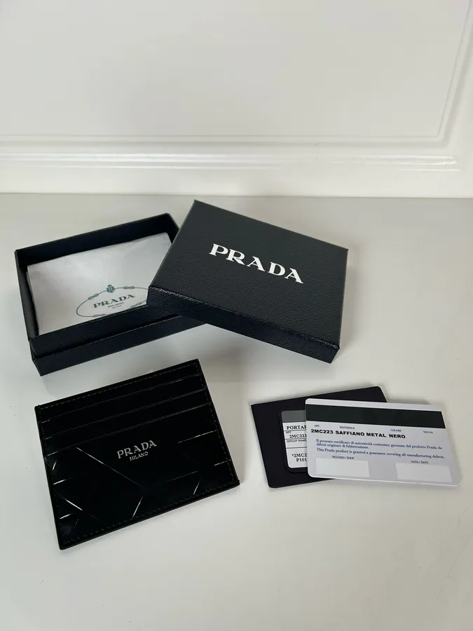 P Brand Men's and Women's Grained Calfskin Mini Card Holder
