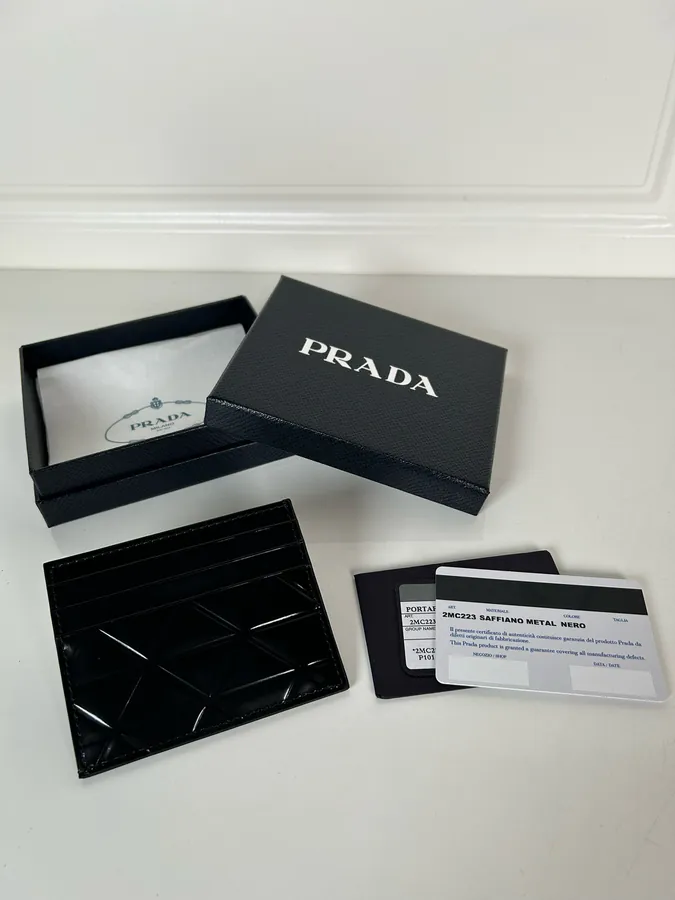 P Brand Men's and Women's Grained Calfskin Mini Card Holder