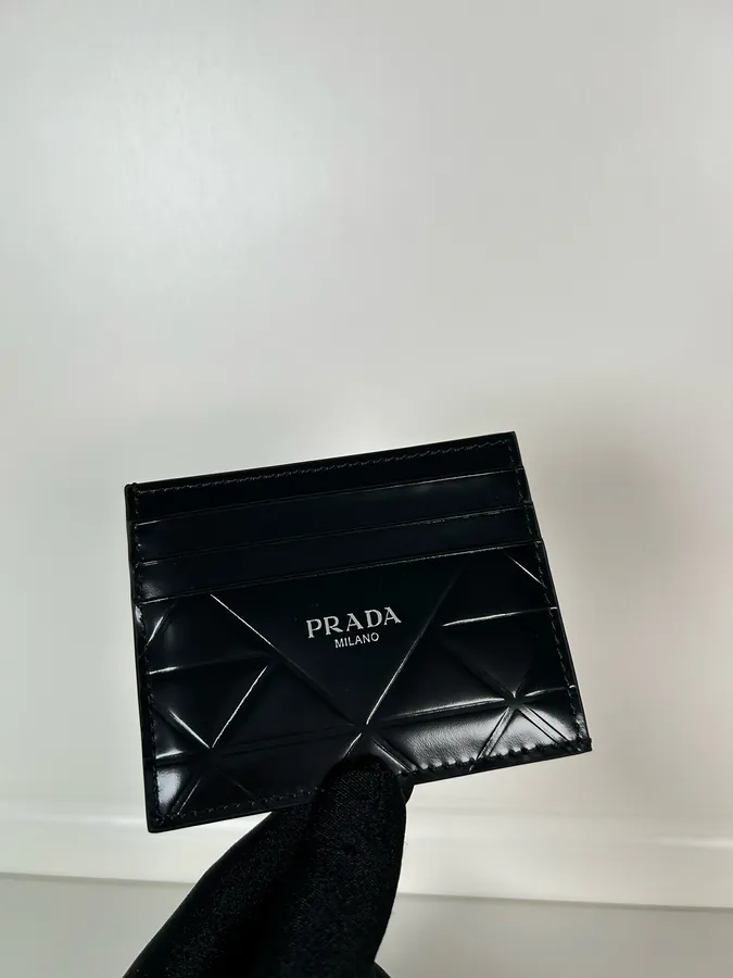 P Brand Men's and Women's Grained Calfskin Mini Card Holder