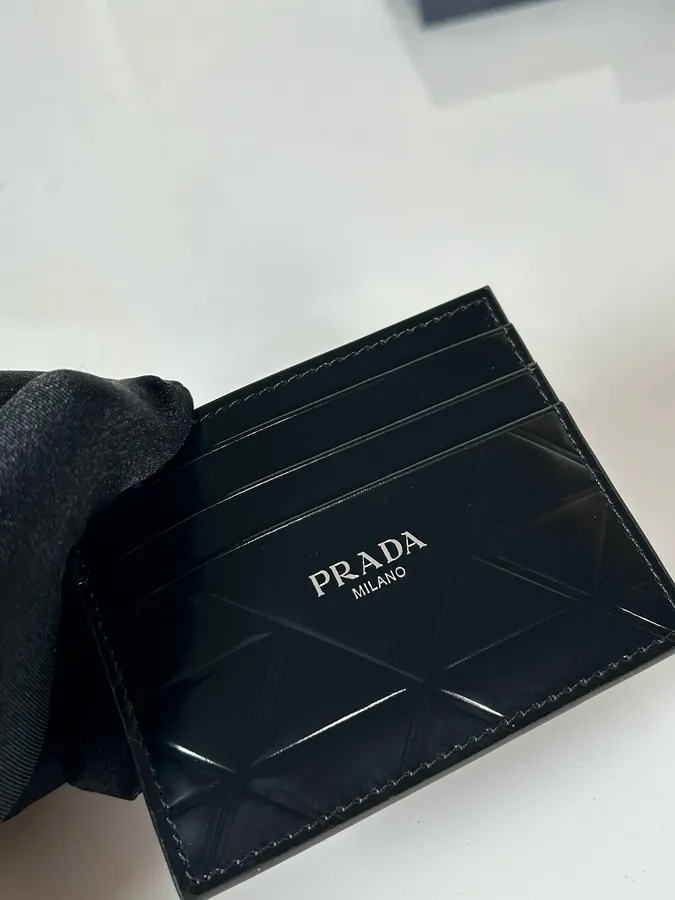 P Brand Men's and Women's Grained Calfskin Mini Card Holder
