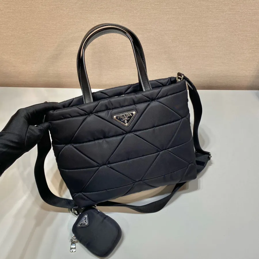 System Tote Bag Three in One Design with Leather Handles and Detachable Nylon Strap