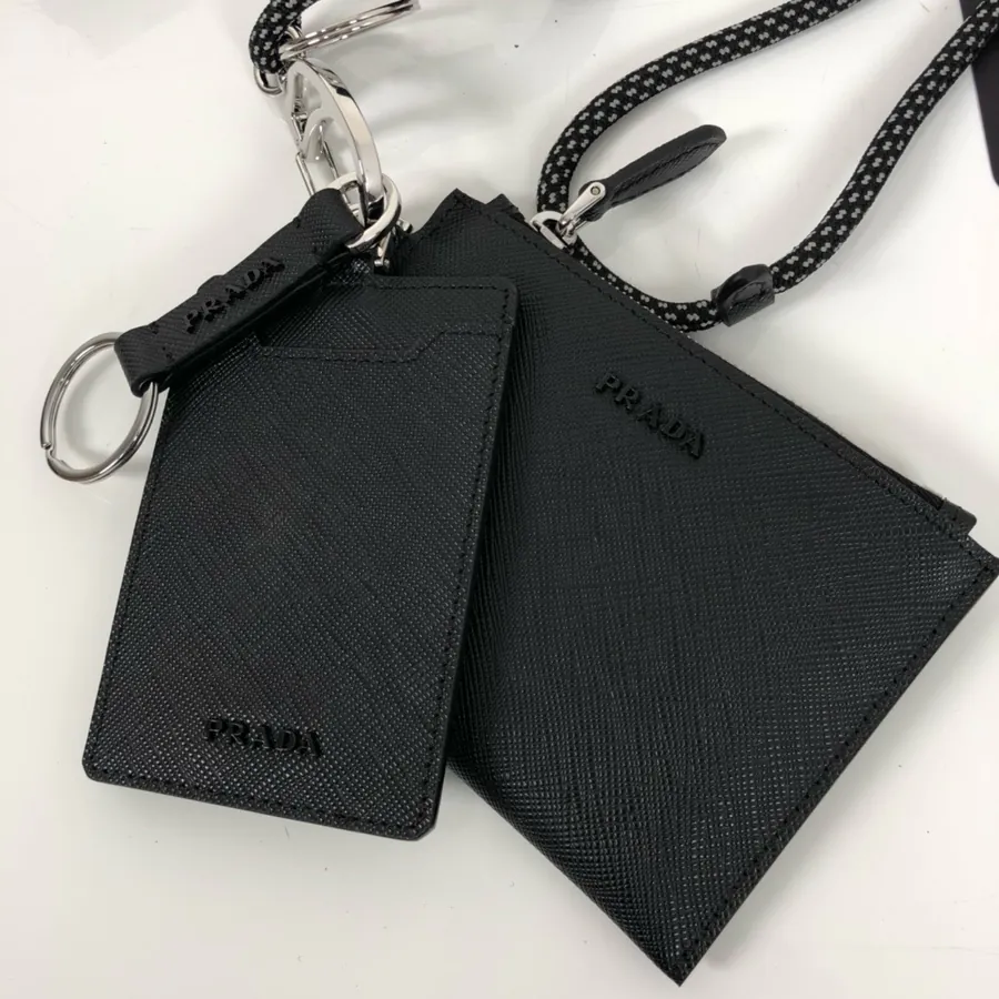 P Brand 3 in 1 Leather Key Holder and ID Organizer with Crosshatch Calfskin