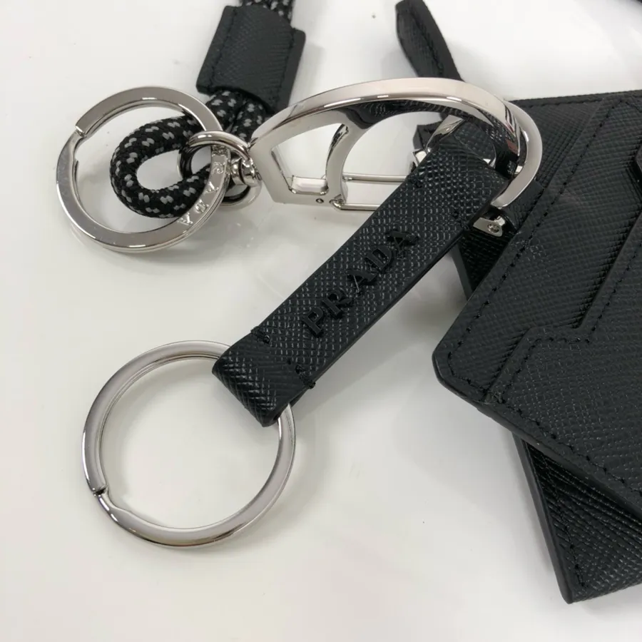 P Brand 3 in 1 Leather Key Holder and ID Organizer with Crosshatch Calfskin