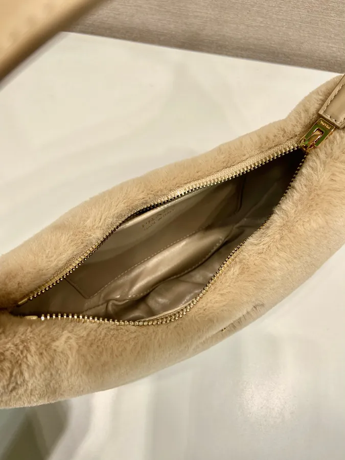 Moon Handbag with Wool and Leather