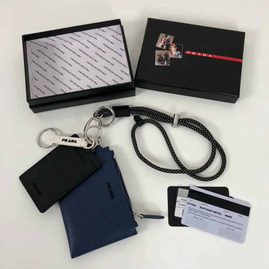 P Brand Triple Function Leather Keychain Wallet Holder Unisex, Imported Cross Grain Calfskin