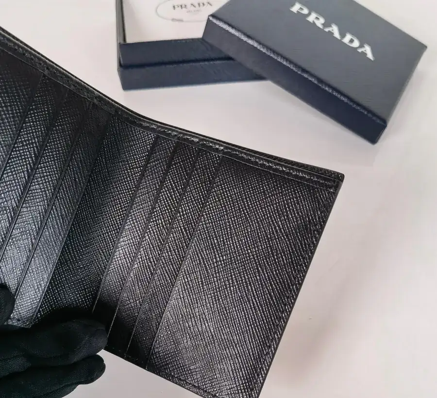 P Family Short Wallet Crosshatch Calfskin