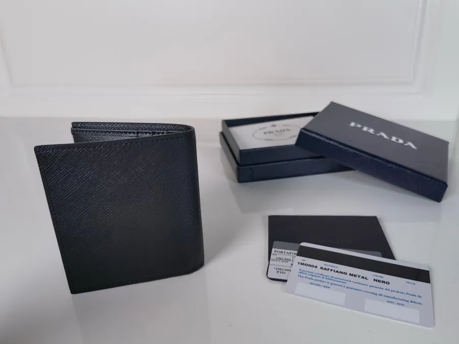 P Family Short Wallet Crosshatch Calfskin