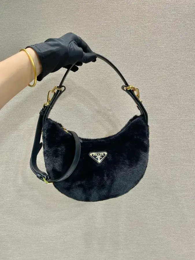 Moon Handbag with Wool and Calfskin Straps