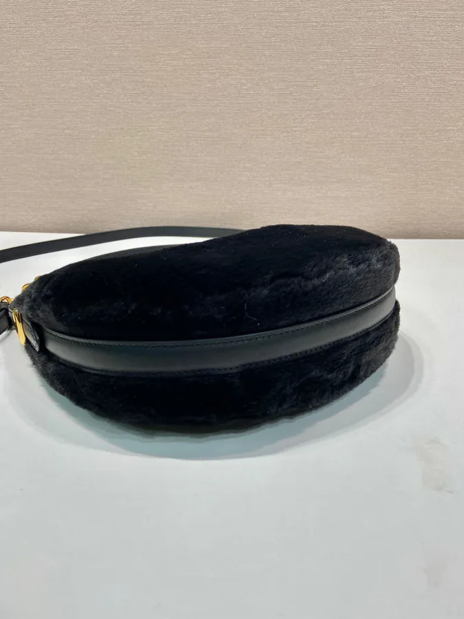 Moon Handbag with Wool and Calfskin Straps