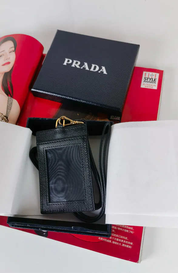 P House Crosshatch Leather Wallet, 1MC007, Hangable