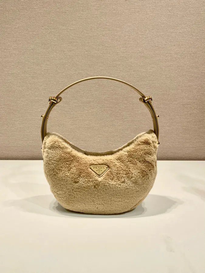Moon Handbag with Wool and Leather