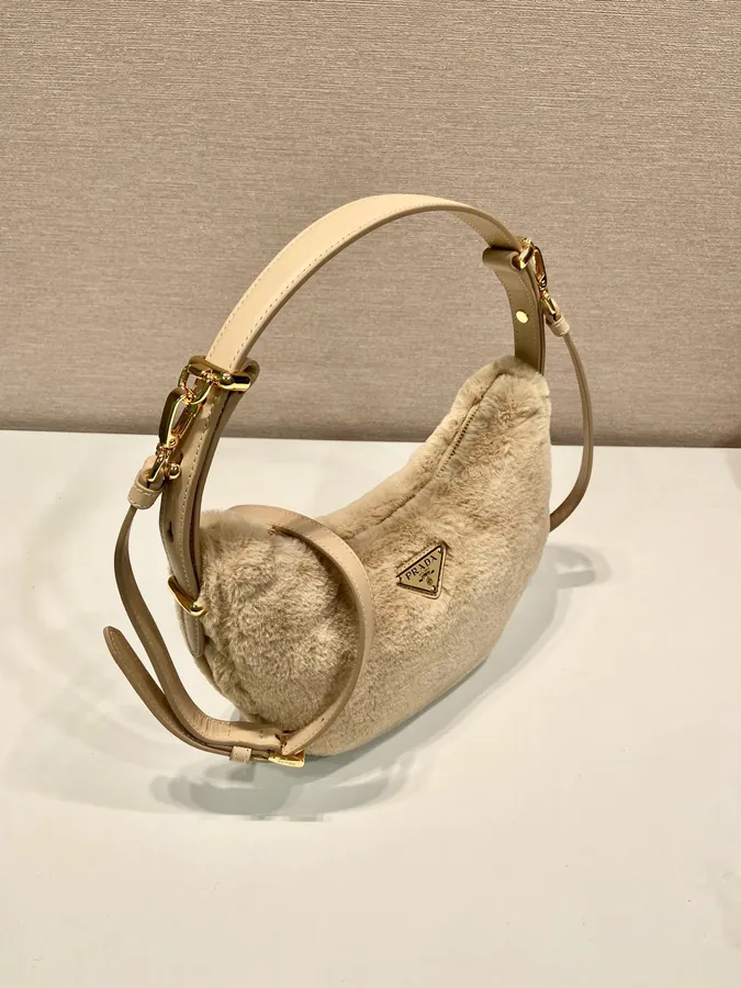 Moon Handbag with Wool and Leather