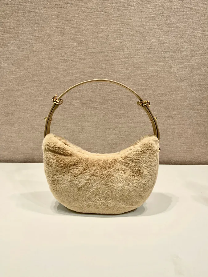 Moon Handbag with Wool and Leather