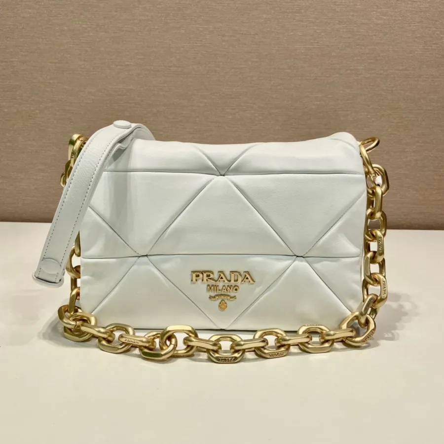 System Soft Leather Crossbody Bag with Triangular Embroidery