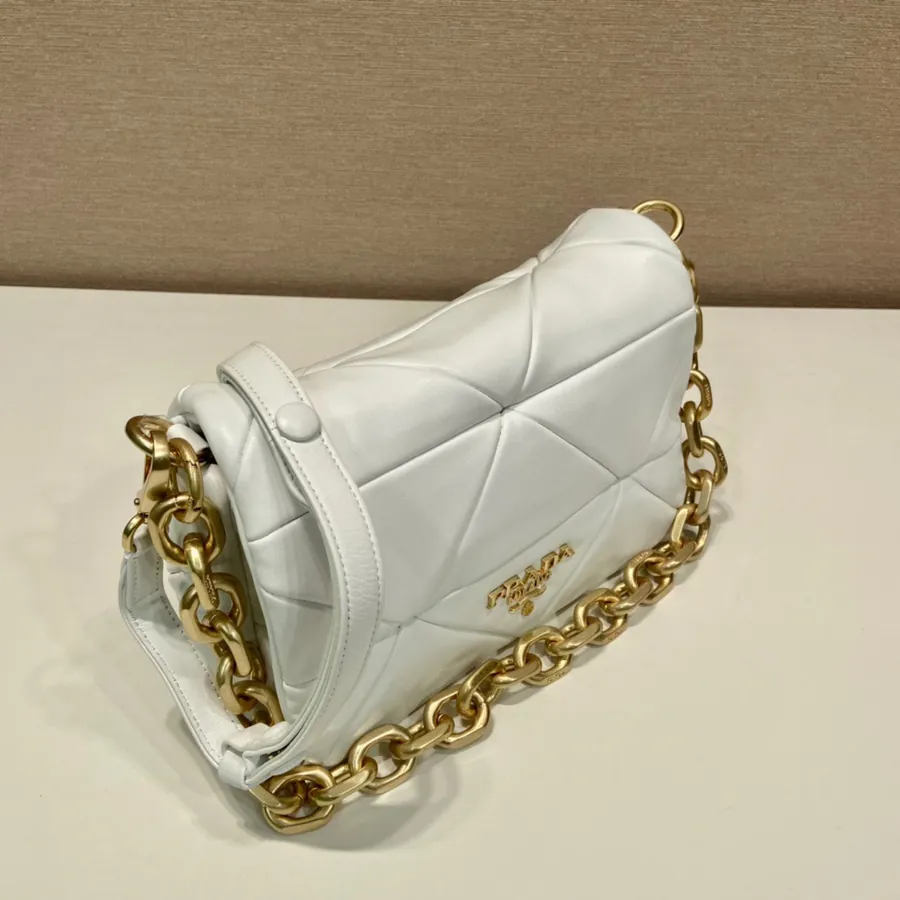 System Soft Leather Crossbody Bag with Triangular Embroidery