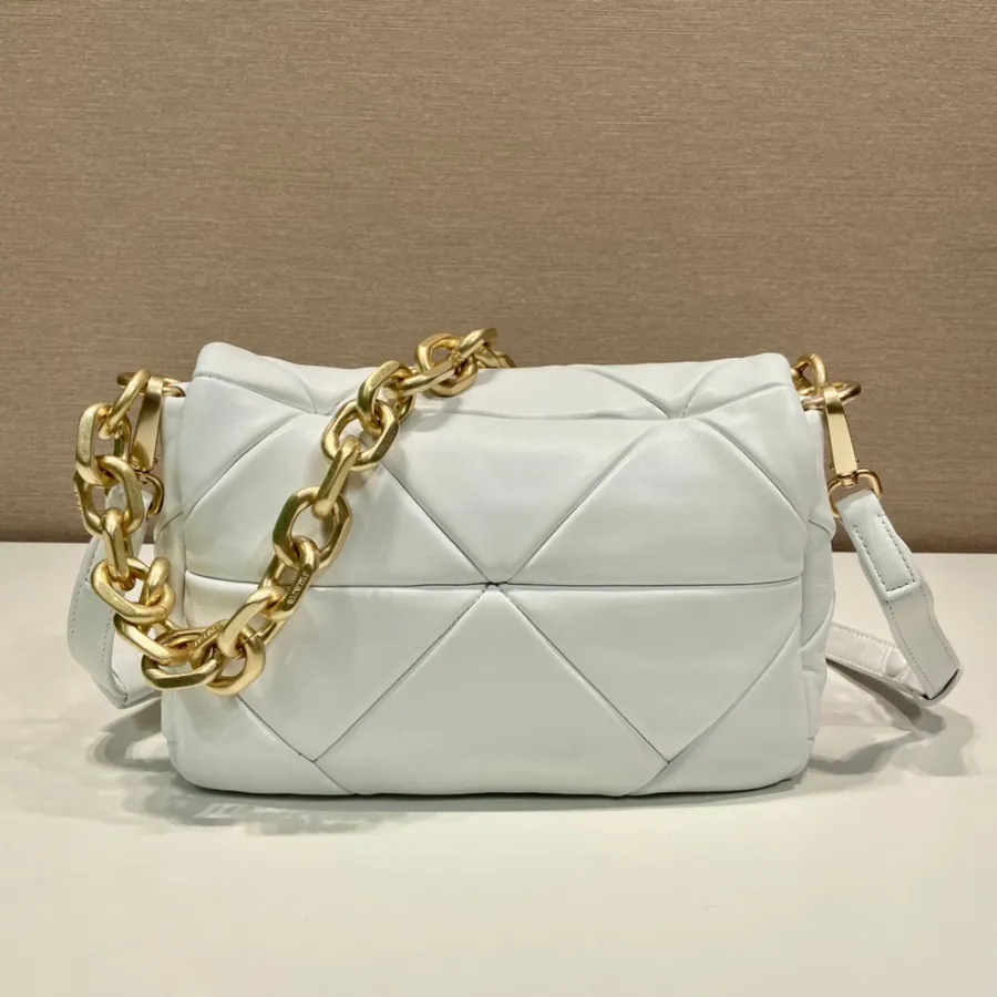 System Soft Leather Crossbody Bag with Triangular Embroidery