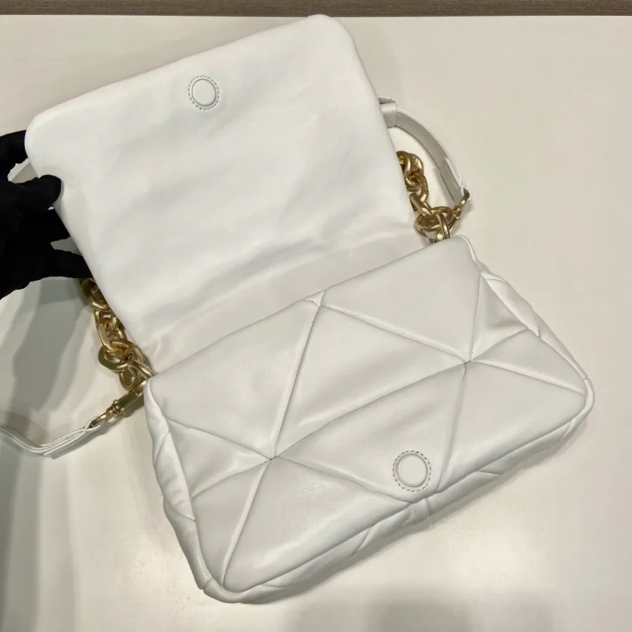 System Soft Leather Crossbody Bag with Triangular Embroidery