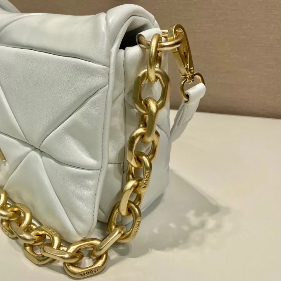 System Soft Leather Crossbody Bag with Triangular Embroidery