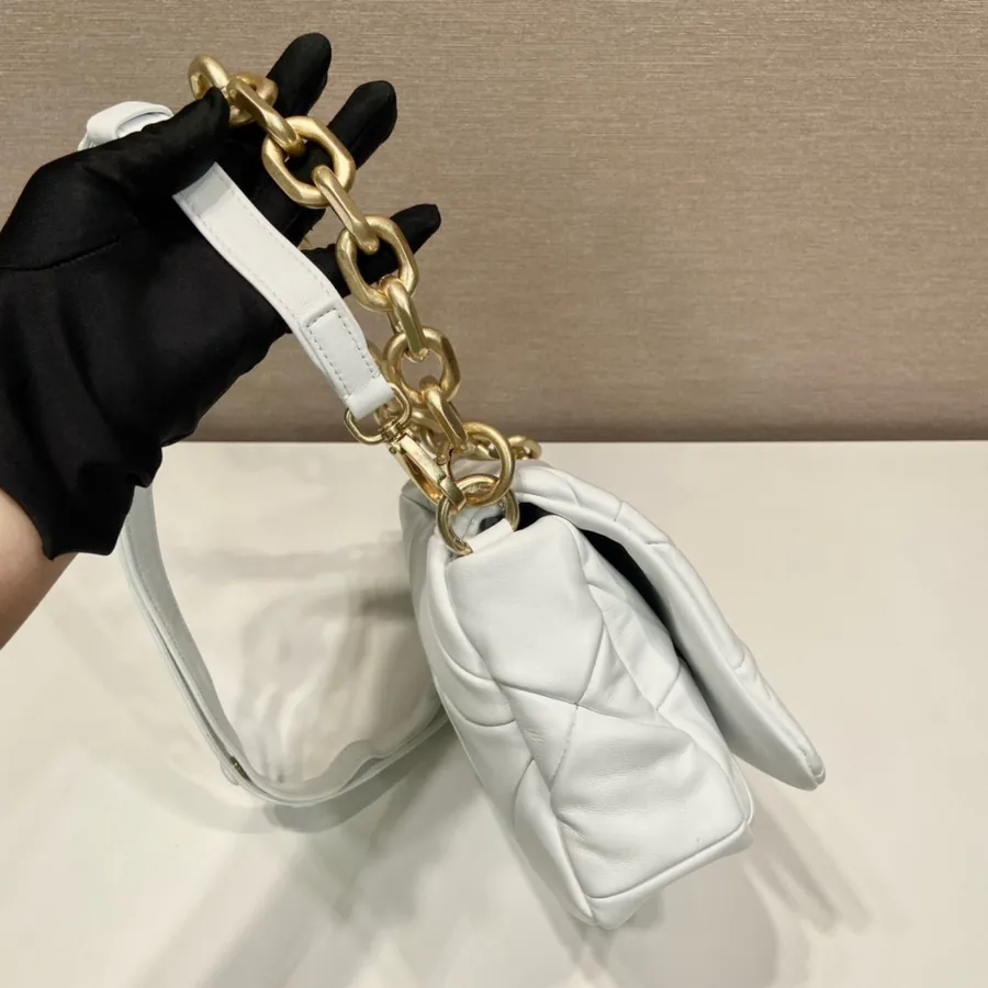 System Soft Leather Crossbody Bag with Triangular Embroidery