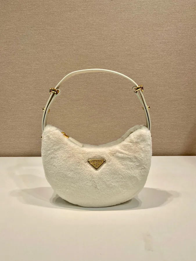 Moon Handbag with Wool and Leather