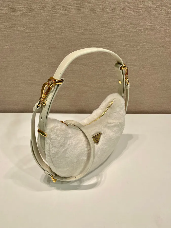 Moon Handbag with Wool and Leather