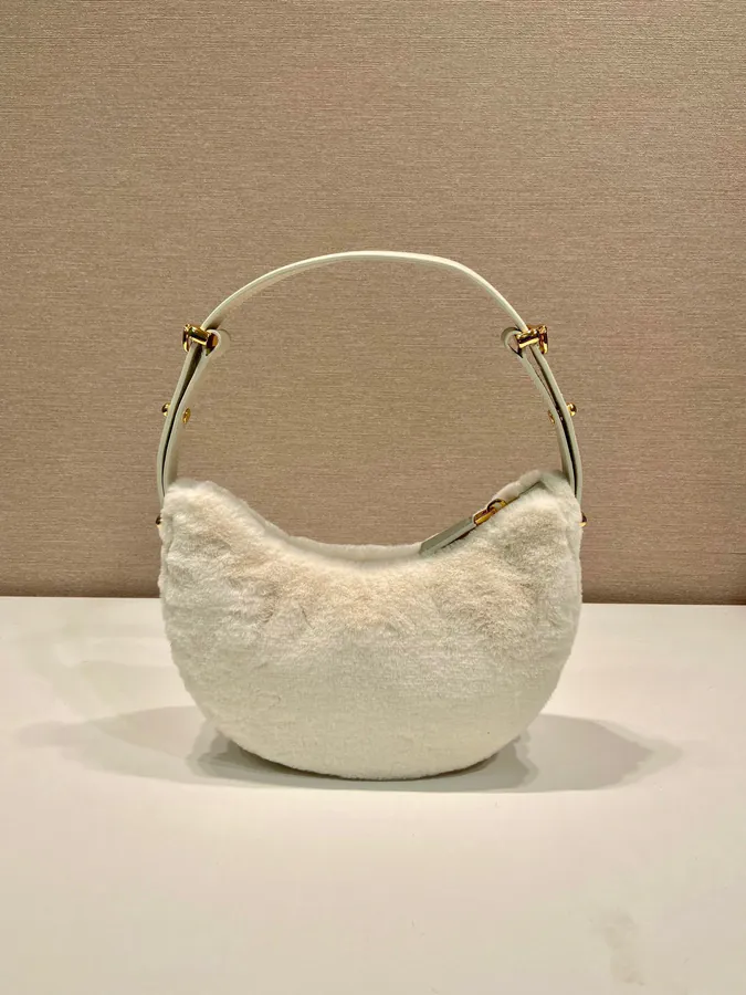 Moon Handbag with Wool and Leather
