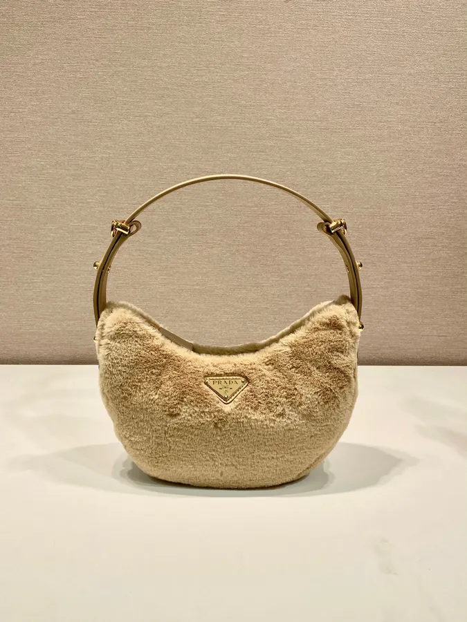 Moon Handbag with Wool and Calfskin
