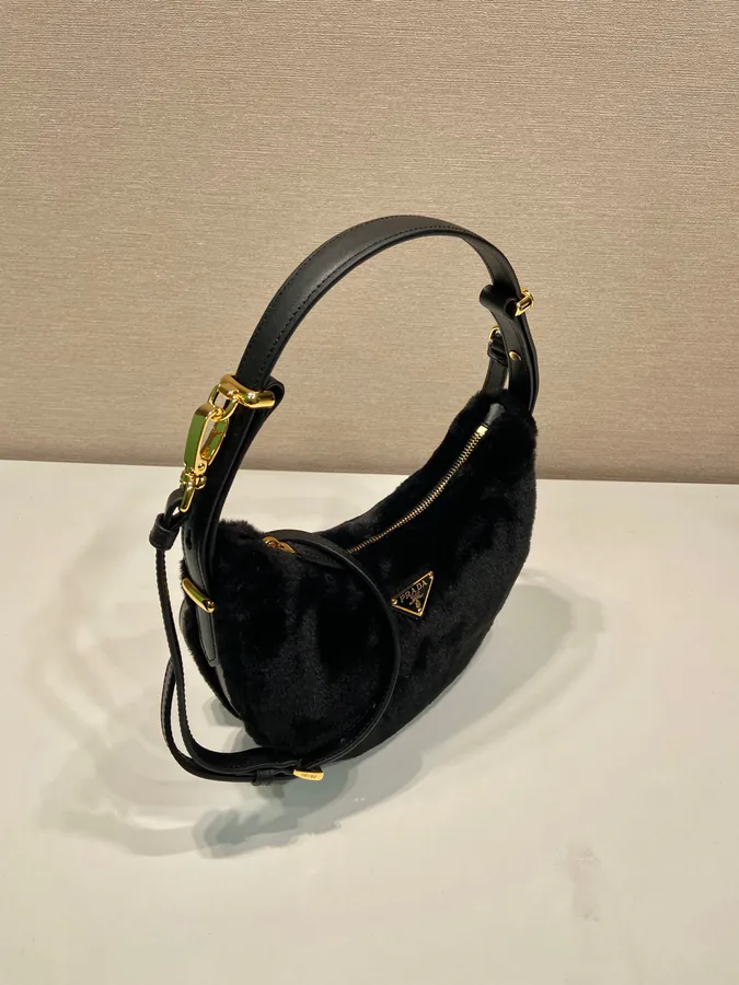 Moon Handbag with Wool and Leather Straps