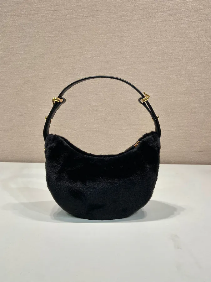 Moon Handbag with Wool and Leather Straps