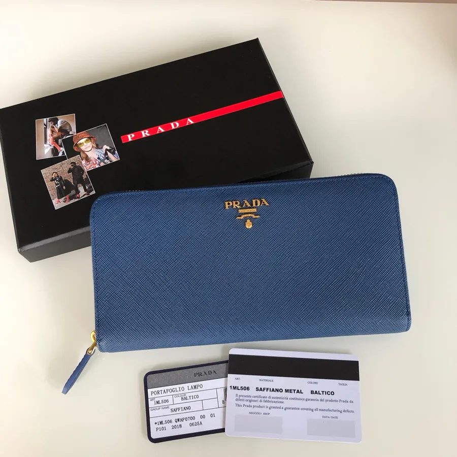 P House Crosshatch Wallet with Single Zipper, Navy Blue, 1ML506