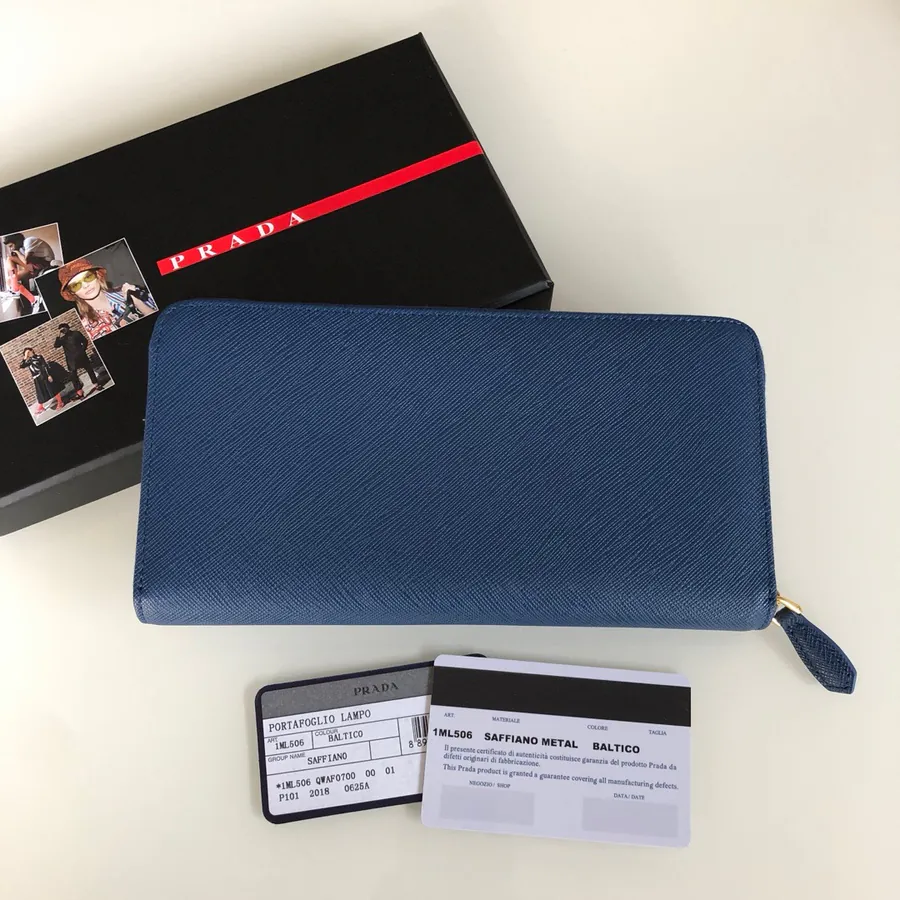 P House Crosshatch Wallet with Single Zipper, Navy Blue, 1ML506
