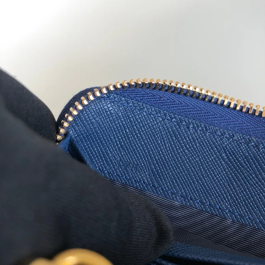 P House Crosshatch Wallet with Single Zipper, Navy Blue, 1ML506