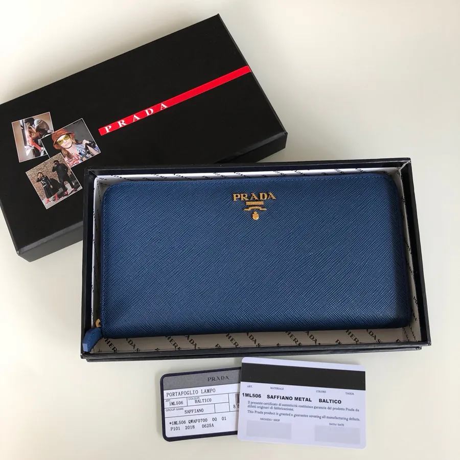 P House Crosshatch Wallet with Single Zipper, Navy Blue, 1ML506