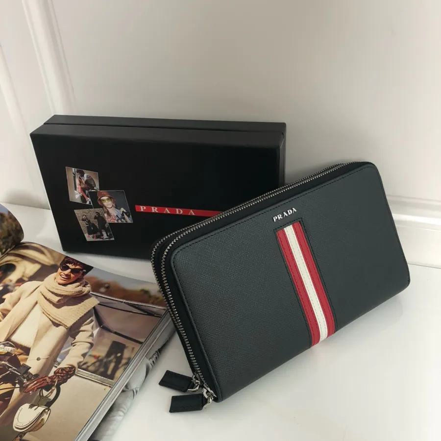 P Brand Men's Crosshatch Dual Zip Wallet