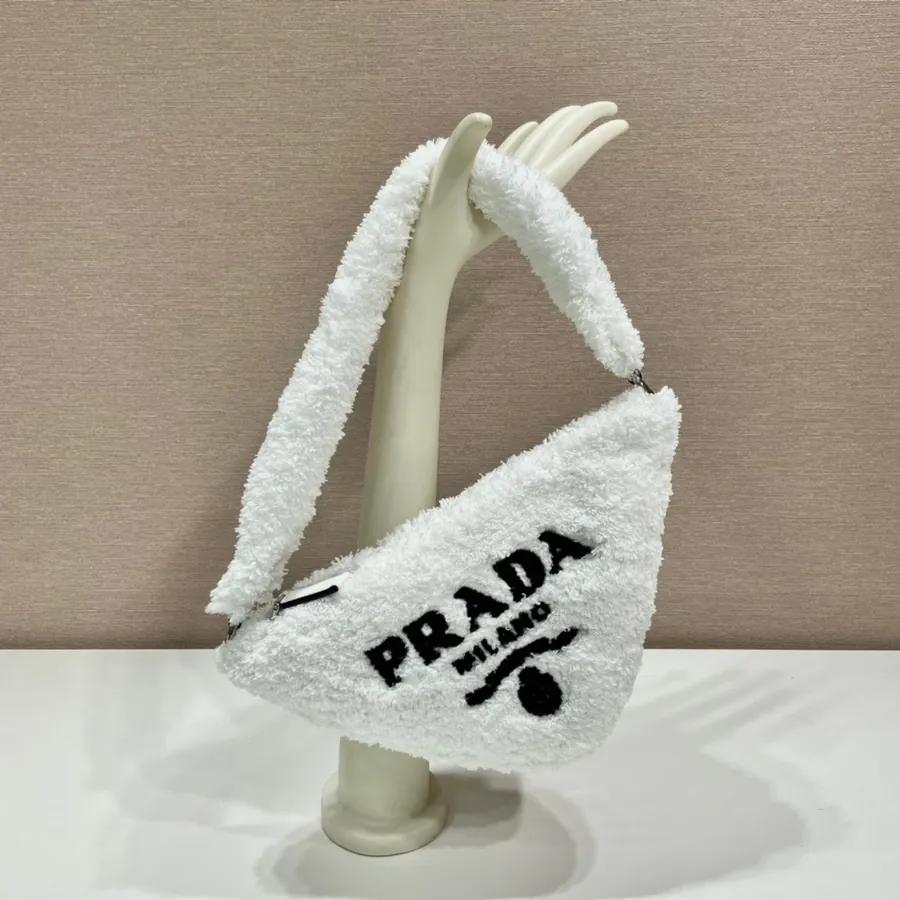 P Family Mini Triangular Bag with Soft Fuzzy Trim