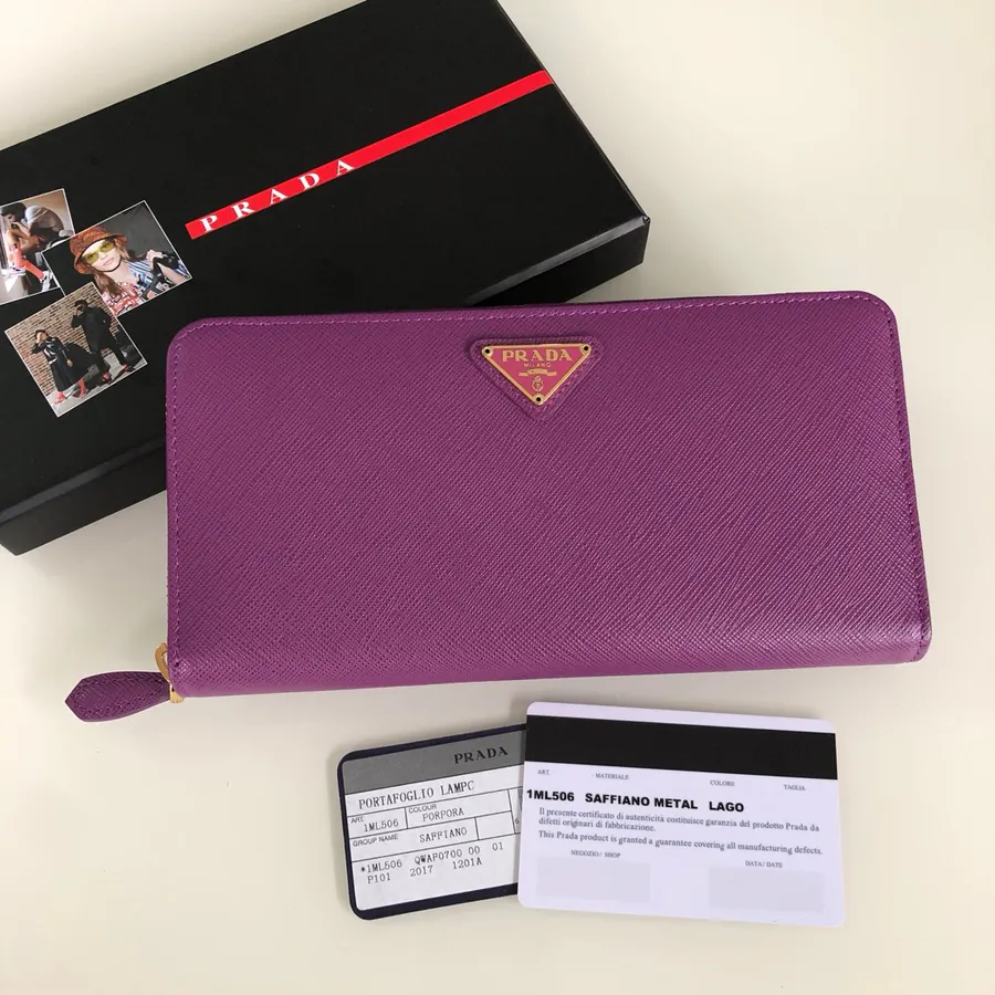 P House Cross Grained Calfskin Wallet with Gold Trim