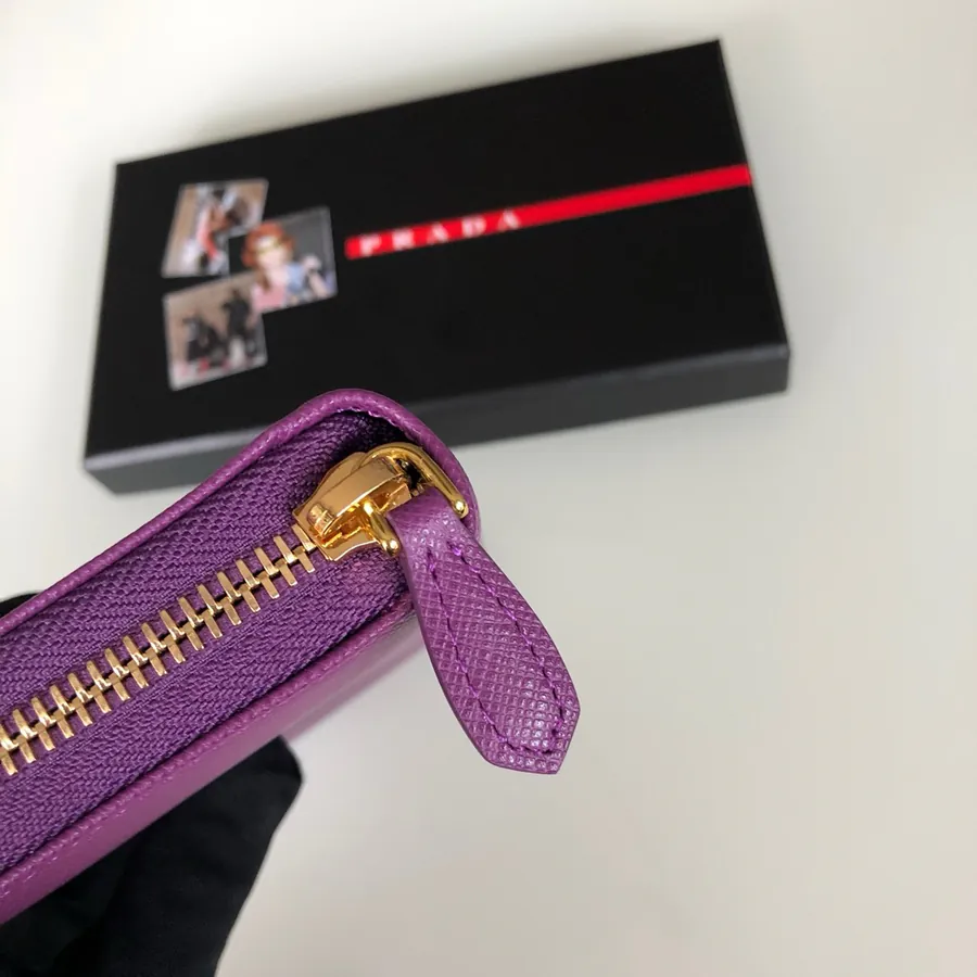 P House Cross Grained Calfskin Wallet with Gold Trim