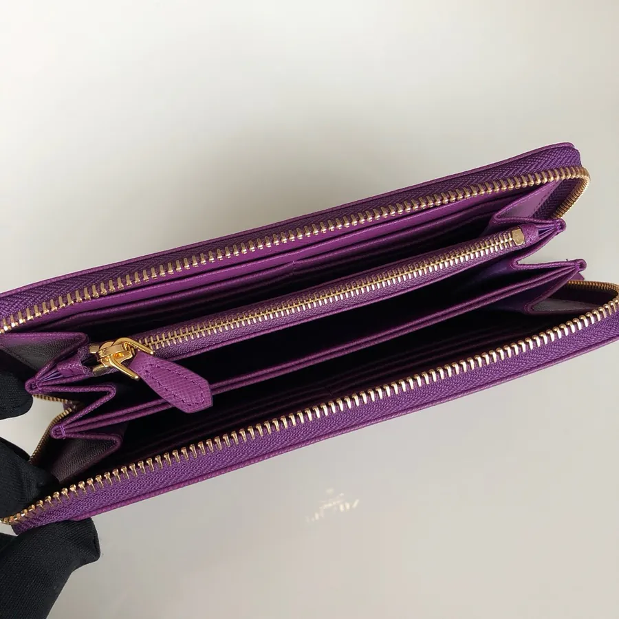 P House Cross Grained Calfskin Wallet with Gold Trim
