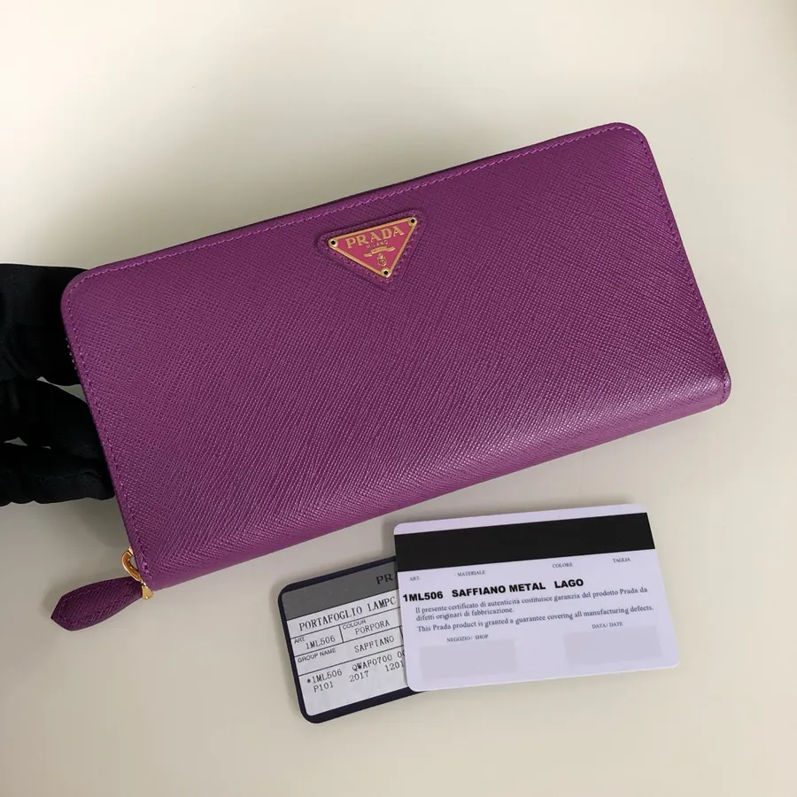 P House Cross Grained Calfskin Wallet with Gold Trim
