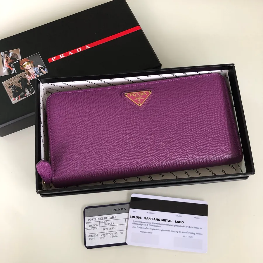P House Cross Grained Calfskin Wallet with Gold Trim