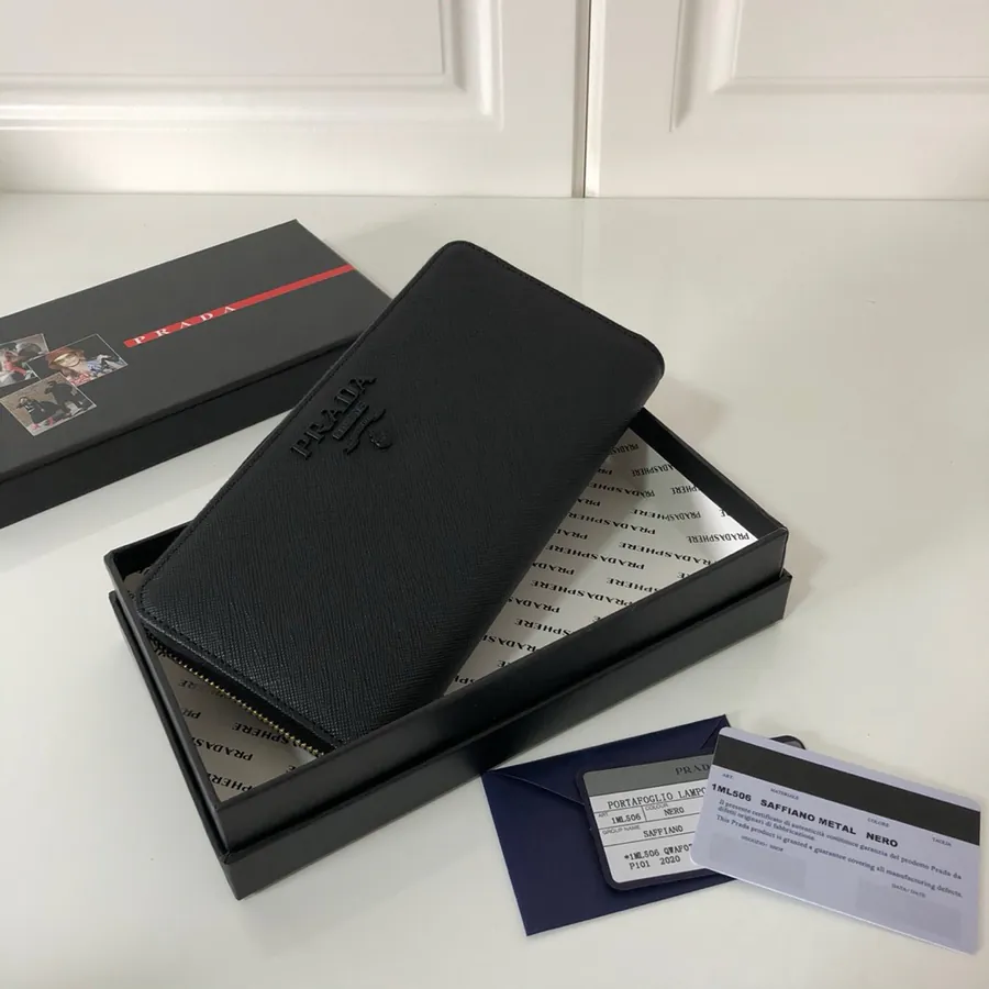 P Brand Black Large Lettering Ladies Wallet