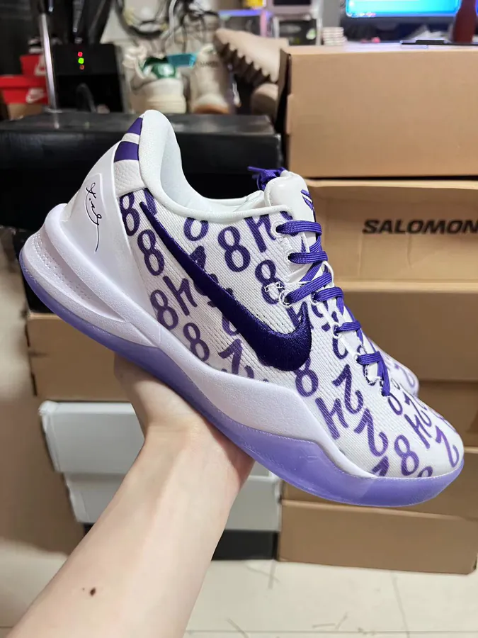 8 GC Basketball Shoes in White and Purple Colorway