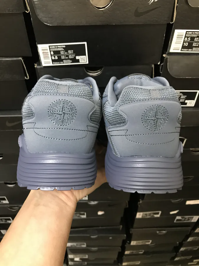 STONE ISLAND x B30 Sneakers Round Toe Laces Low Top Casual Shoes Deep Blue