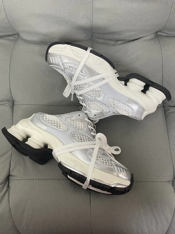 GG CC Sport Sneaker with Silver Straps and Retro Thick Sole