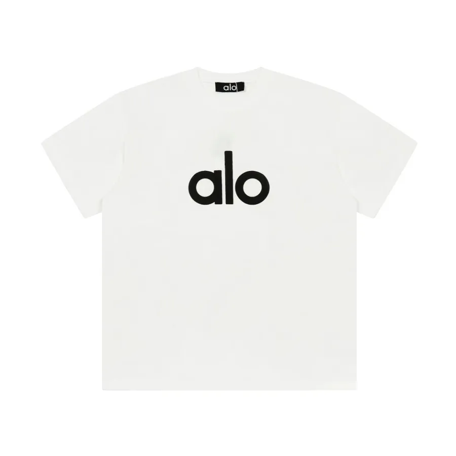 Alo 25 New Season Loose Fit Round Neck Embroidered T Shirt